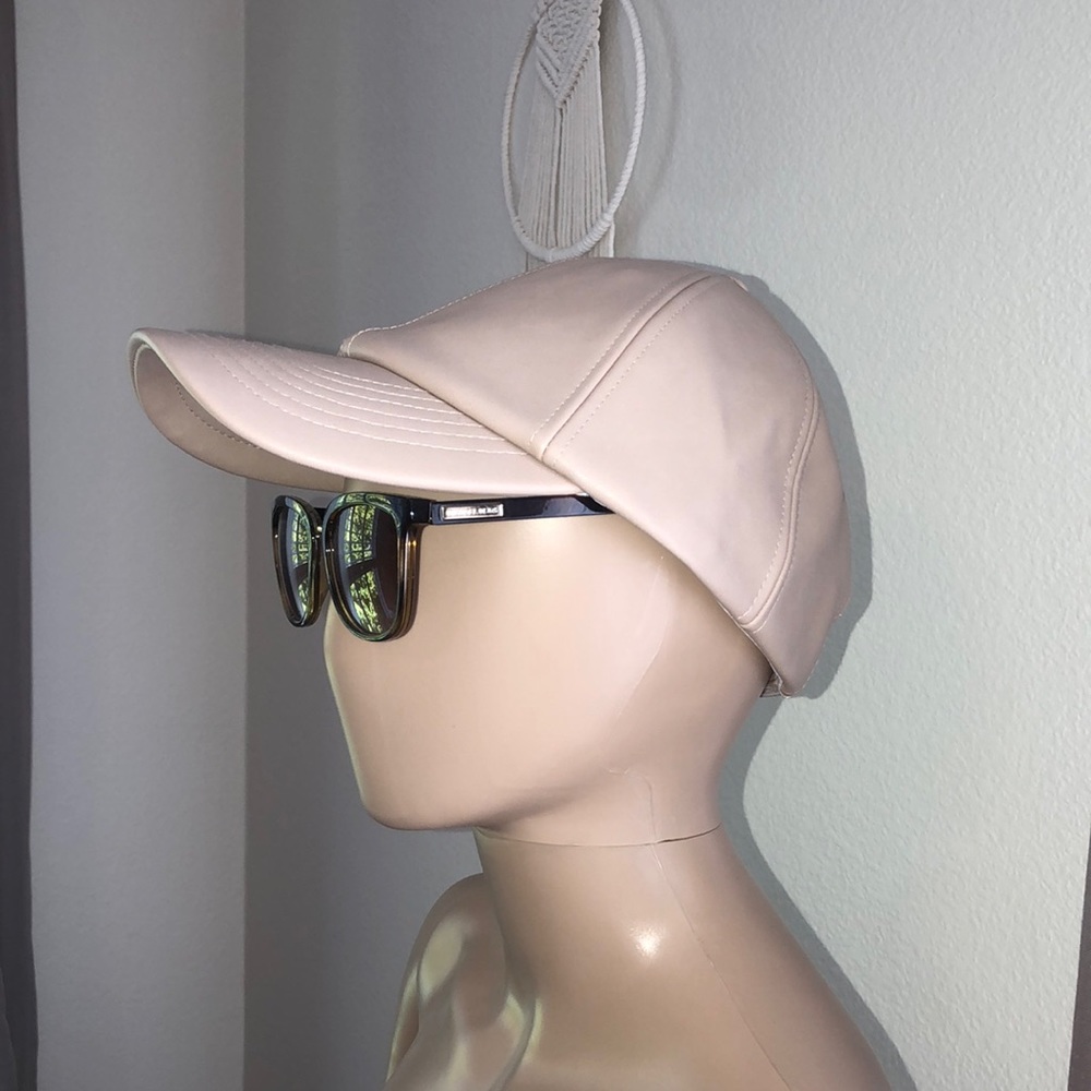 Cream faux leather baseball brim hat! NWOT